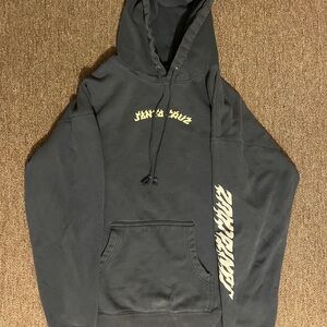 Navy Blue Large Santa Cruz flame logo hoodie with yellow graphics